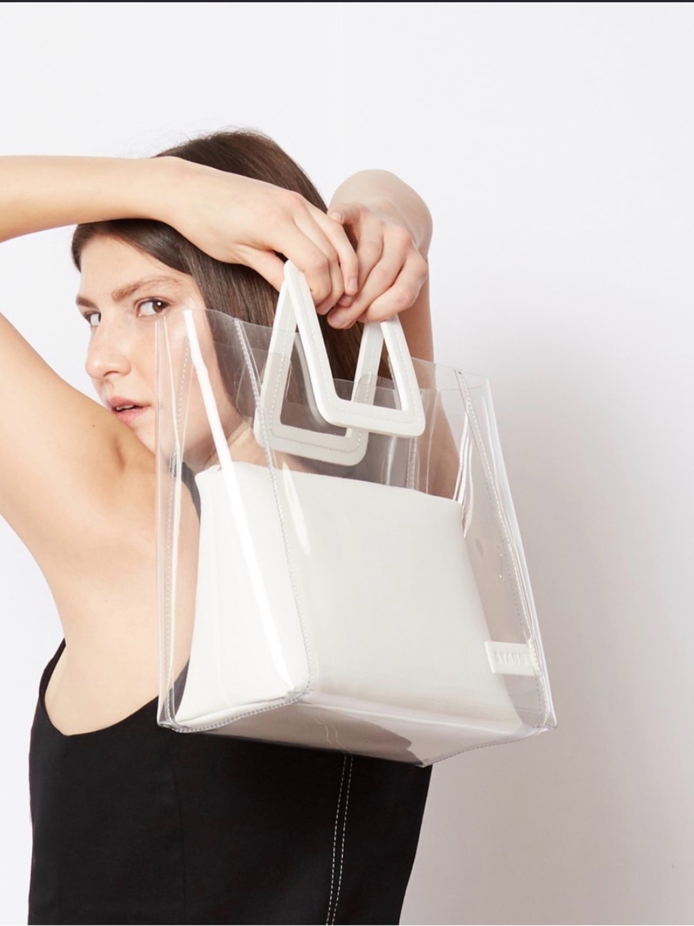 STAUD - Clear White Tote Bag with Inner Pouch